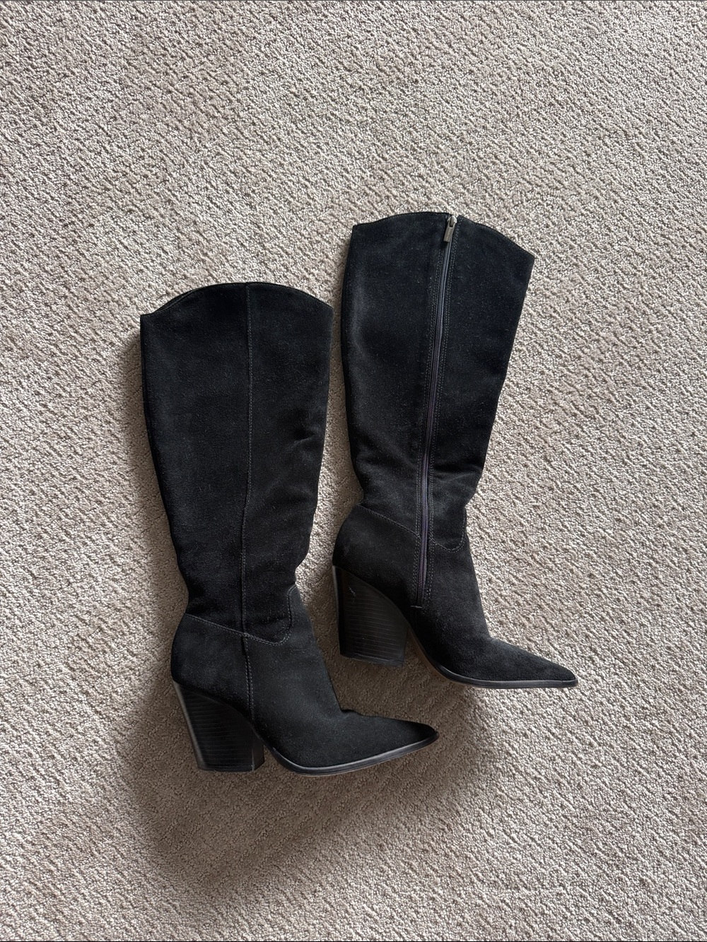 Vince Camuto Black Suede Wide Calf Knee High Boots